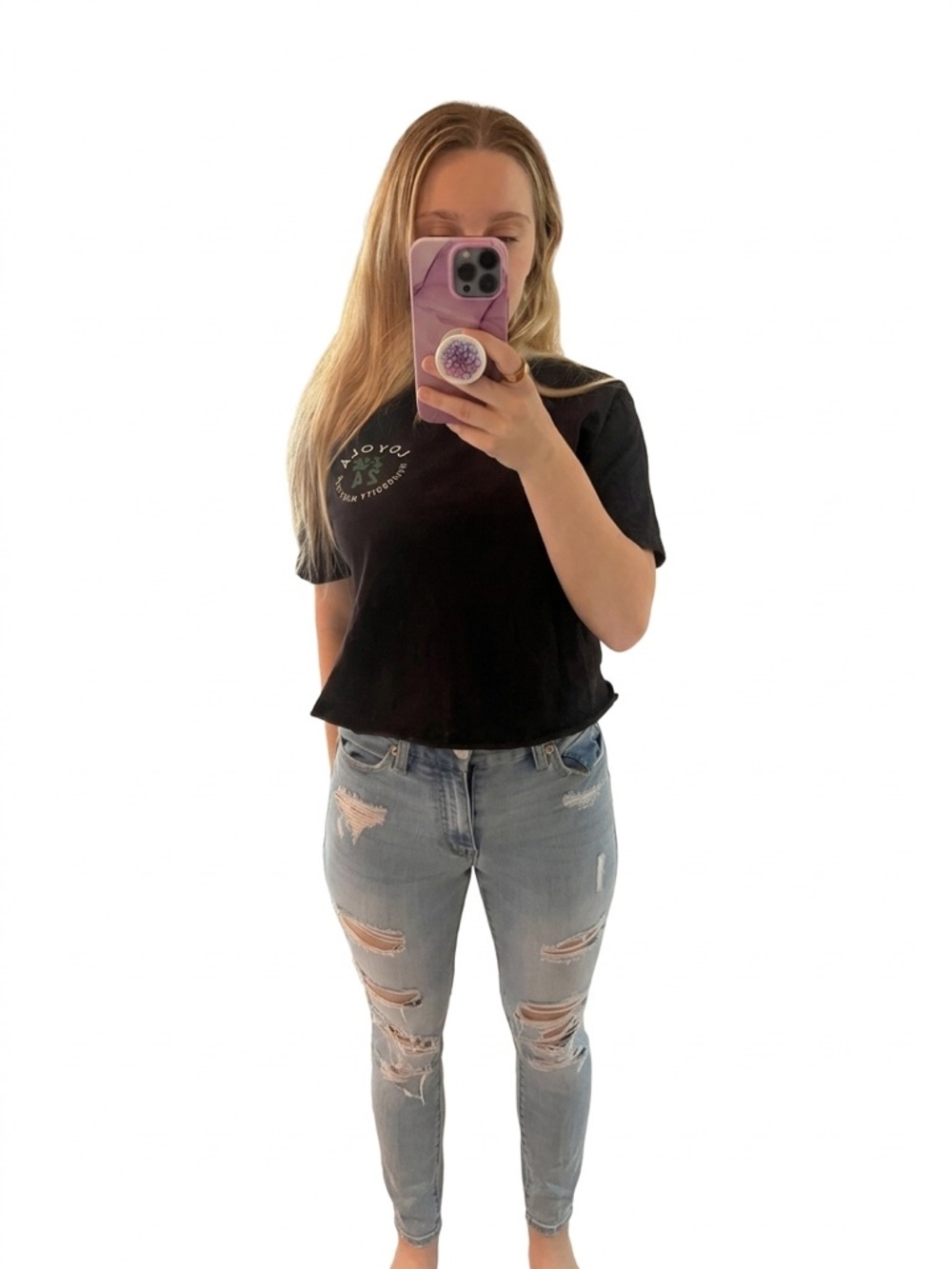 Women's Distressed Skinny Jeans - Light Blue (00)